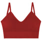Seamless v Neck Ribbed Tube Top Bra with Adjustable Straps