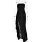 Strapless Pleated Maxi Gown with High Slit and Ruched Bodice