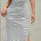 Striped Backless Knit Midi Dress with Side Slit