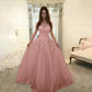 Sleeveless Lace and Tulle Floral Wedding Gown