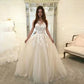 Sleeveless Lace and Tulle Floral Wedding Gown