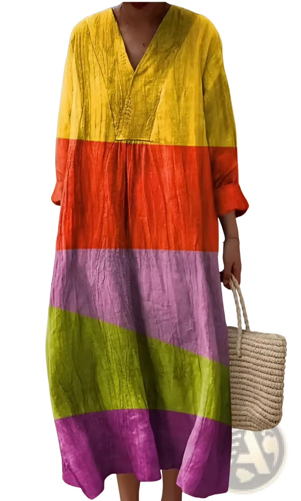 Women's Abstract v Neck Patterned Maxi Dress
