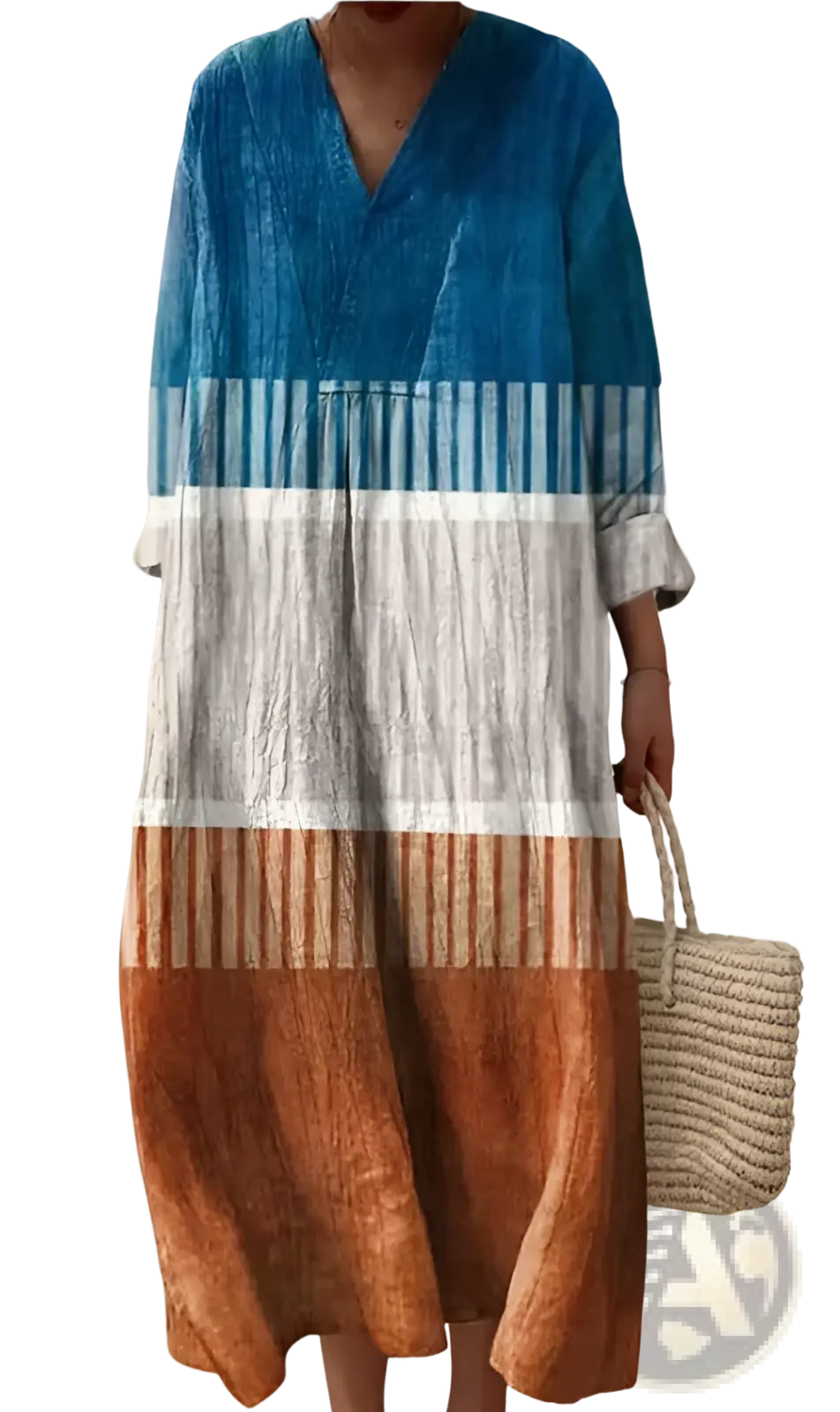Women's Abstract v Neck Patterned Maxi Dress