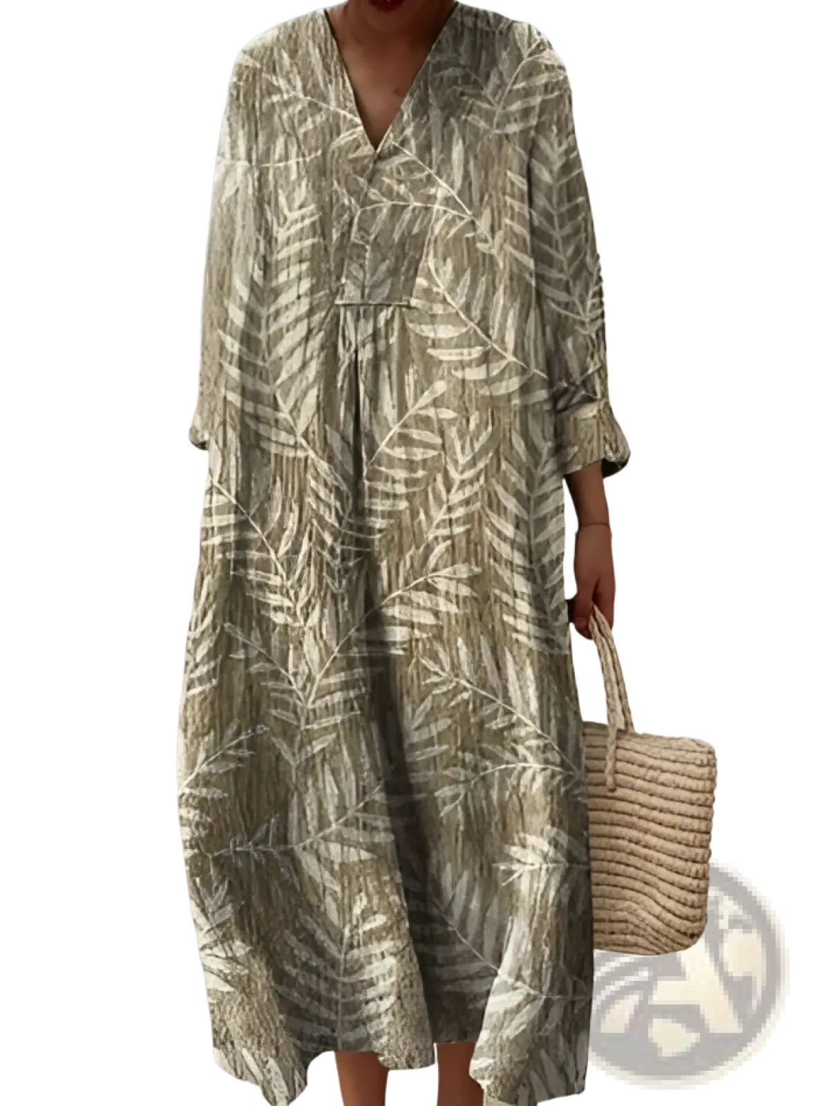 Women's Abstract v Neck Patterned Maxi Dress