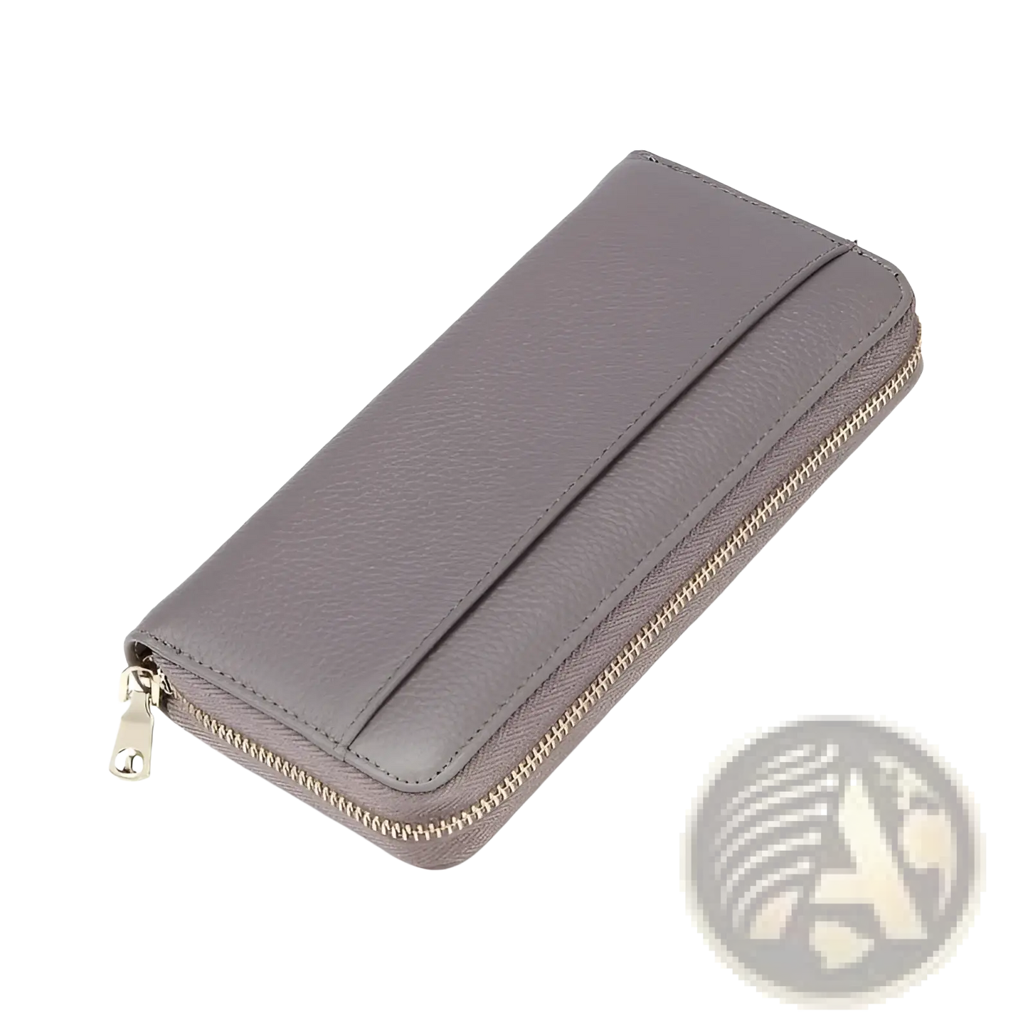 Women's Black Textured Leather Zip Around Wallet