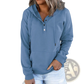 Women's Button Neck Drawstring Hooded Sweatshirt