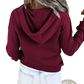 Women's Button Neck Drawstring Hooded Sweatshirt