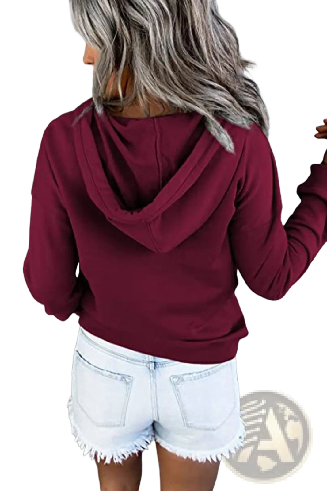Women's Button Neck Drawstring Hooded Sweatshirt