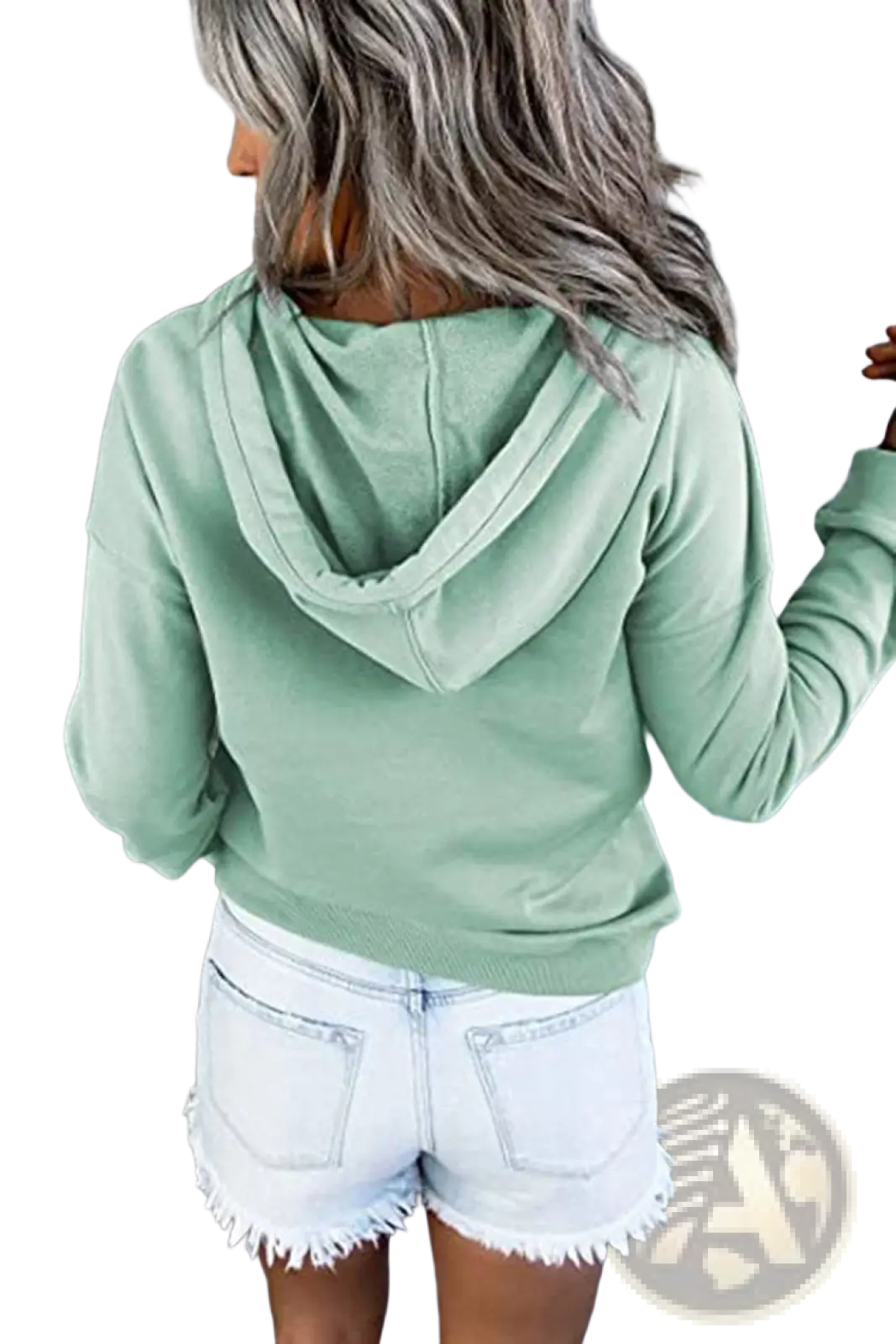 Women's Button Neck Drawstring Hooded Sweatshirt