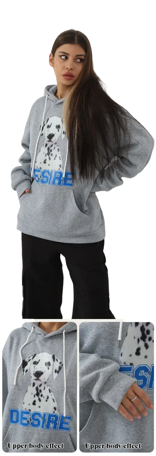 Women's Dalmatian Print Hoodie with Cat Ear Hood