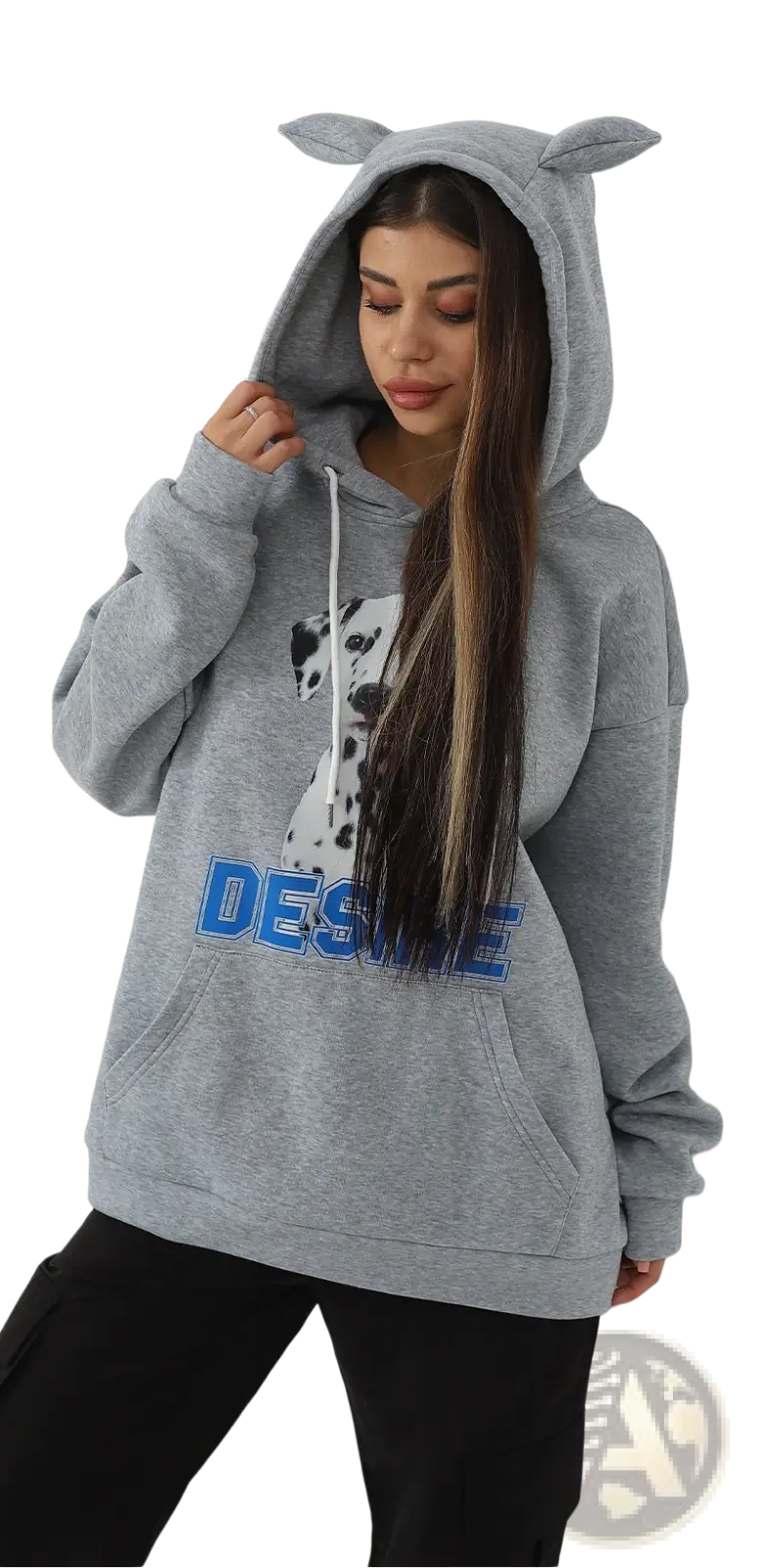 Women's Dalmatian Print Hoodie with Cat Ear Hood