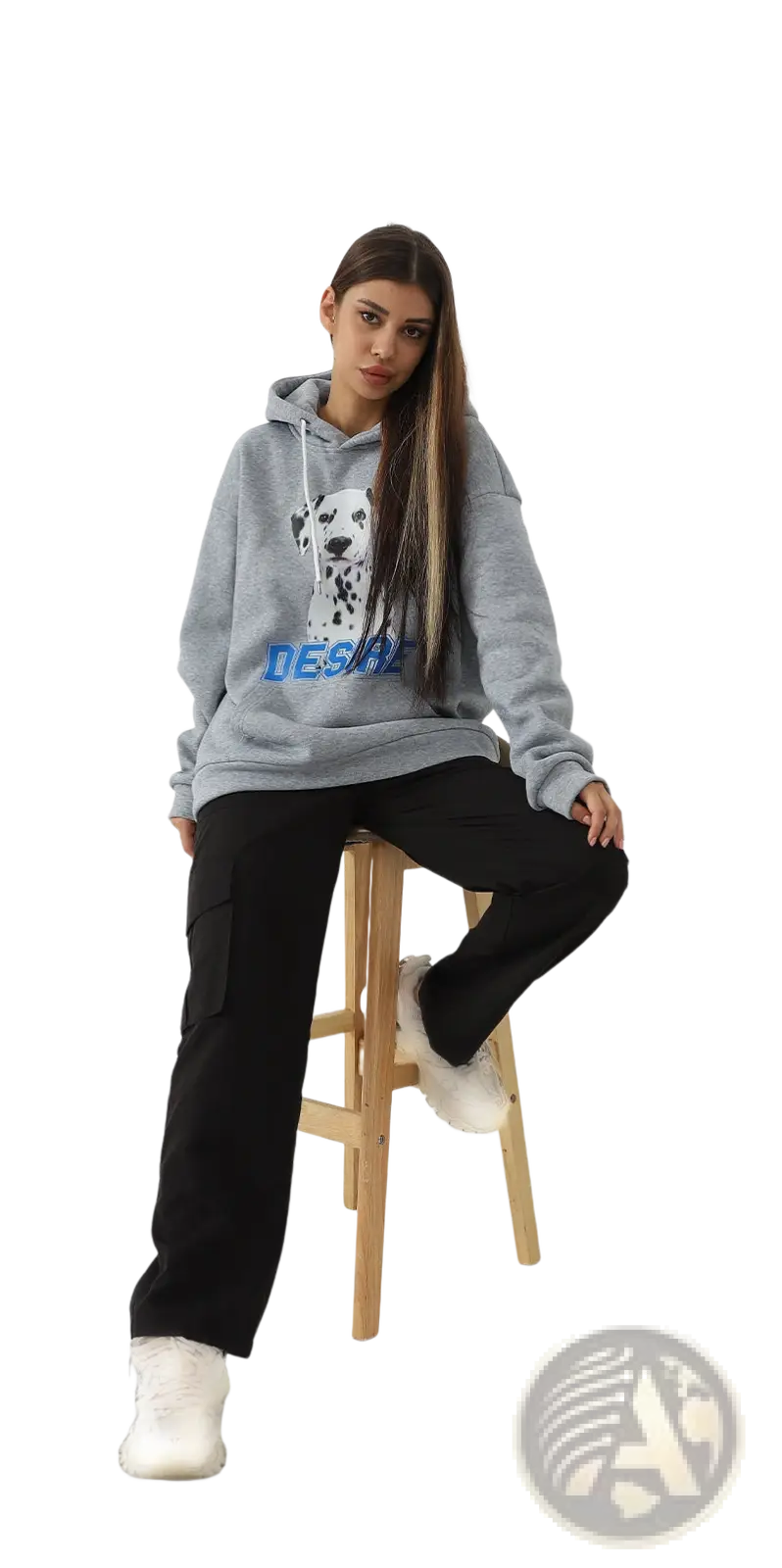 Women's Dalmatian Print Hoodie with Cat Ear Hood