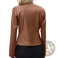 Women's Faux Leather Bomber Jacket Long Sleeve Outwear