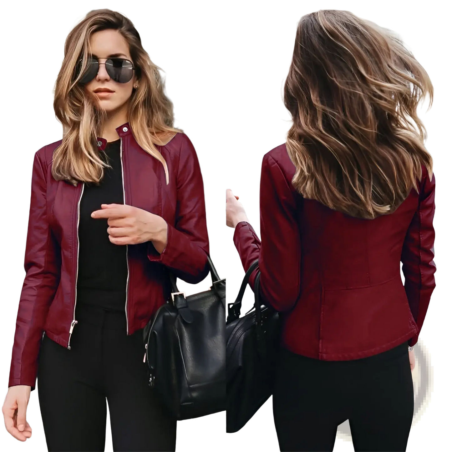 Women's Faux Leather Bomber Jacket Urban Casual Coat
