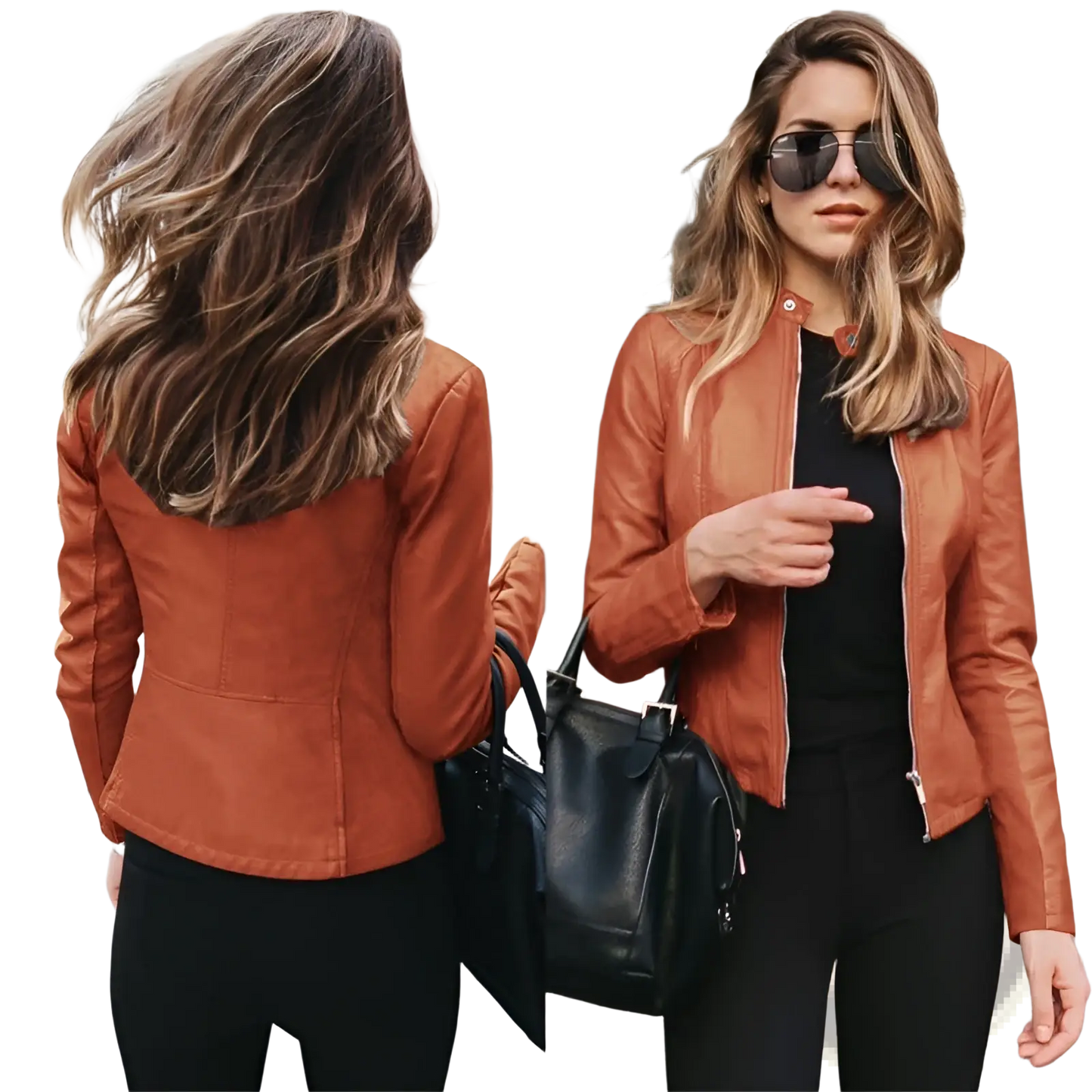 Women's Faux Leather Bomber Jacket Urban Casual Coat