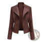 Women's Faux Leather Moto Jacket Slim Fit Biker Coat
