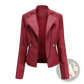 Women's Faux Leather Moto Jacket Slim Fit Biker Coat