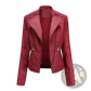 Women's Faux Leather Moto Jacket Slim Fit Coat