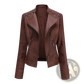 Women's Faux Leather Moto Jacket Slim Fit Coat