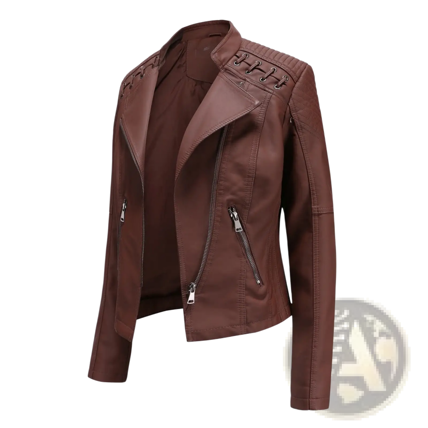 Women's Faux Leather Moto Jacket Slim Fit Coat