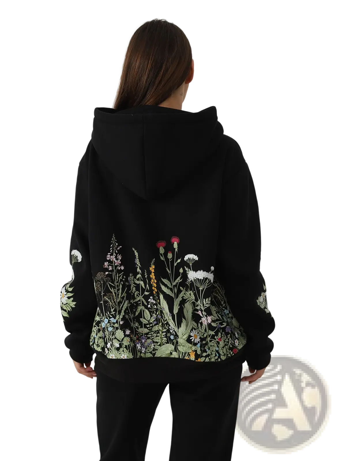 Women's Floral Embroidered Long Sleeve Hoodie