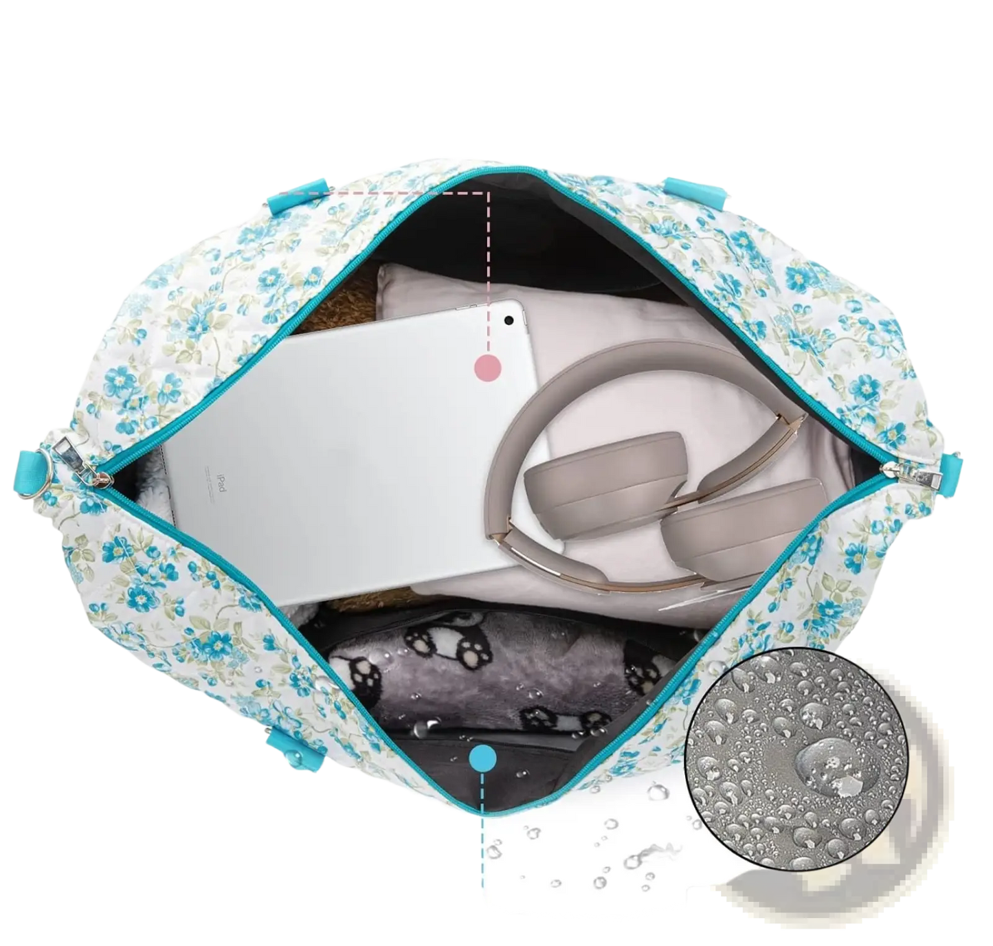 Women's Floral Travel Bag with Toiletry Pouch