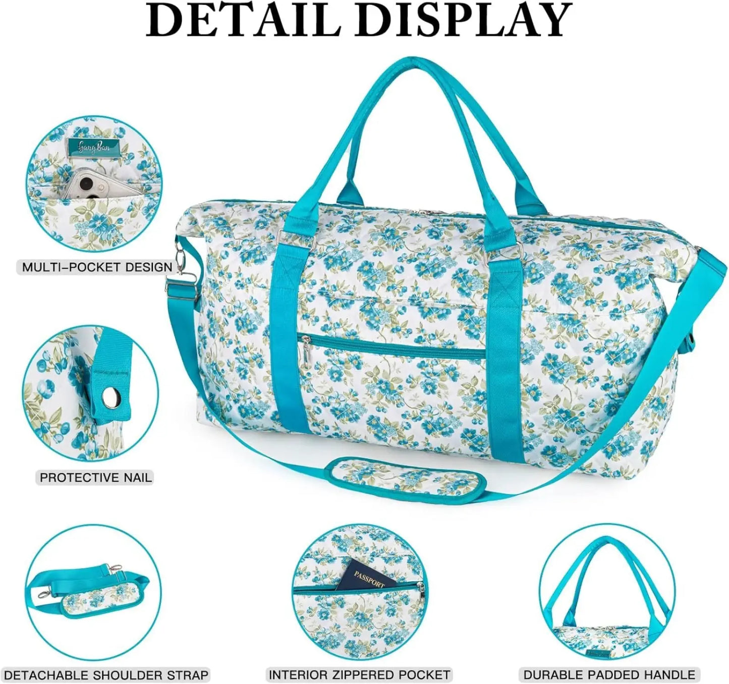 Women's Floral Travel Bag with Toiletry Pouch