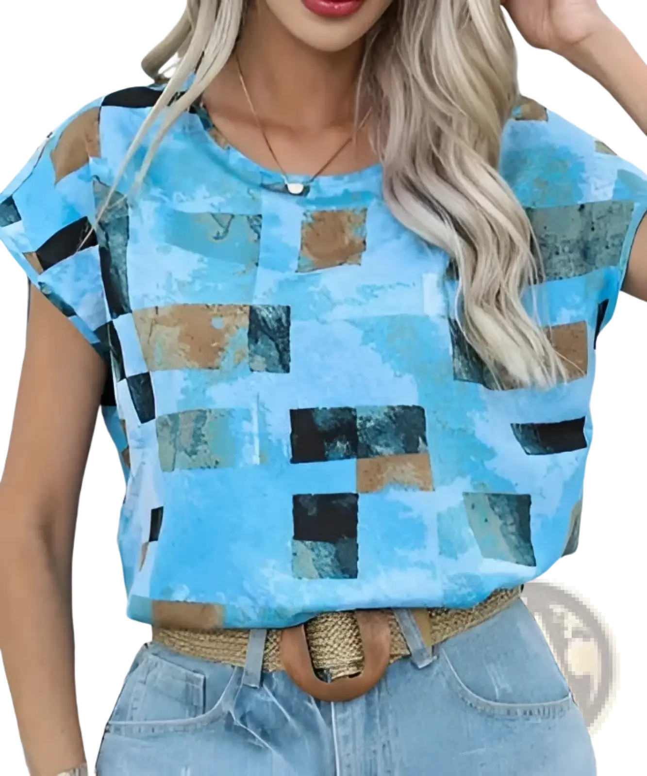 Women's Geometric Aztec Print Short Sleeve Summer T-shirt