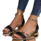 Women's Glitter Low Heel Buckle Sandals