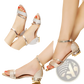 Women's Glitter Low Heel Buckle Sandals