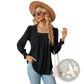 Women's Jacquard Square Neck Pleated Swallowtail Blouse