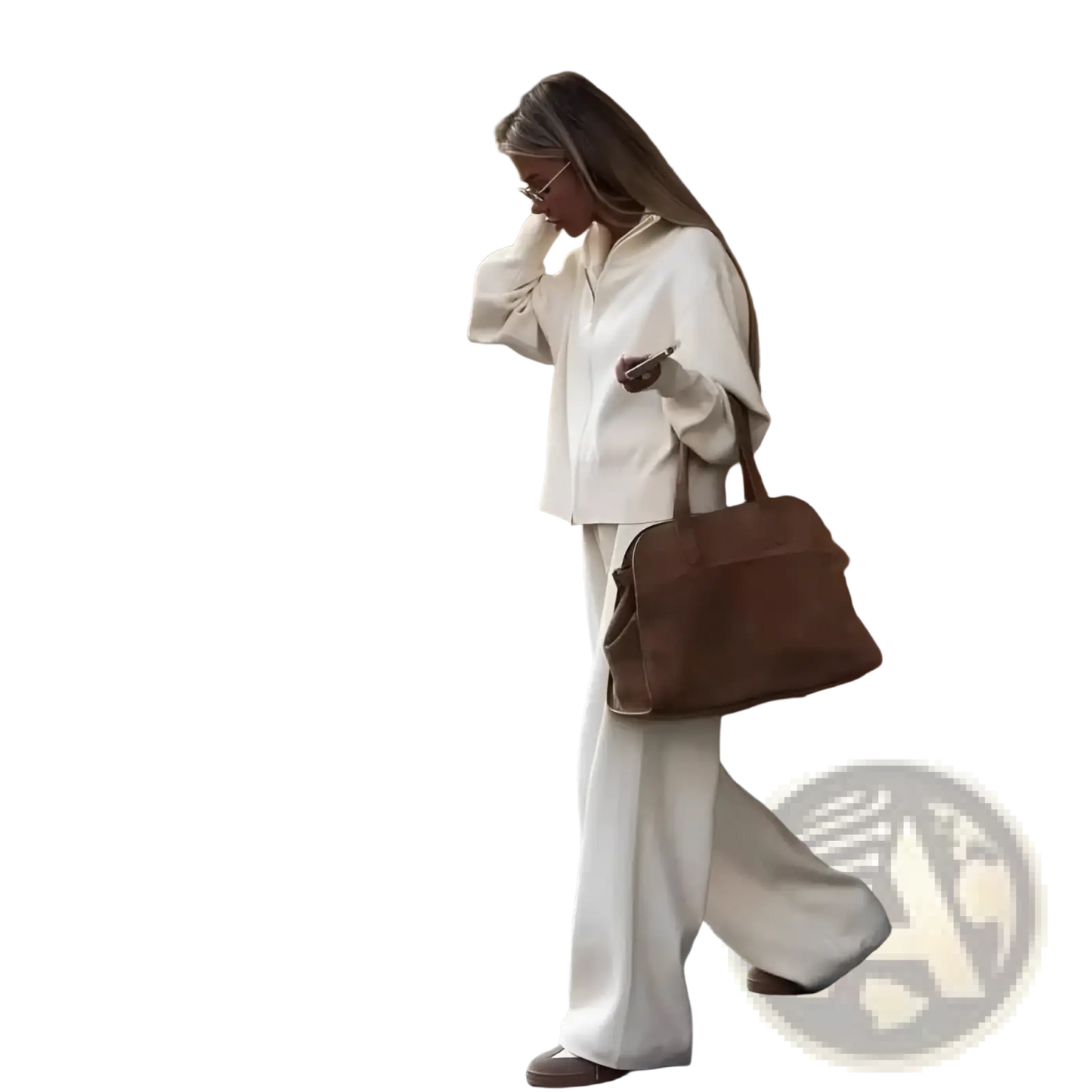 Women's Knit Zip Up Cardigan and Wide Leg Pant Set