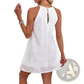 Women's Lace Eyelet Halter Neck a Line Midi Dress