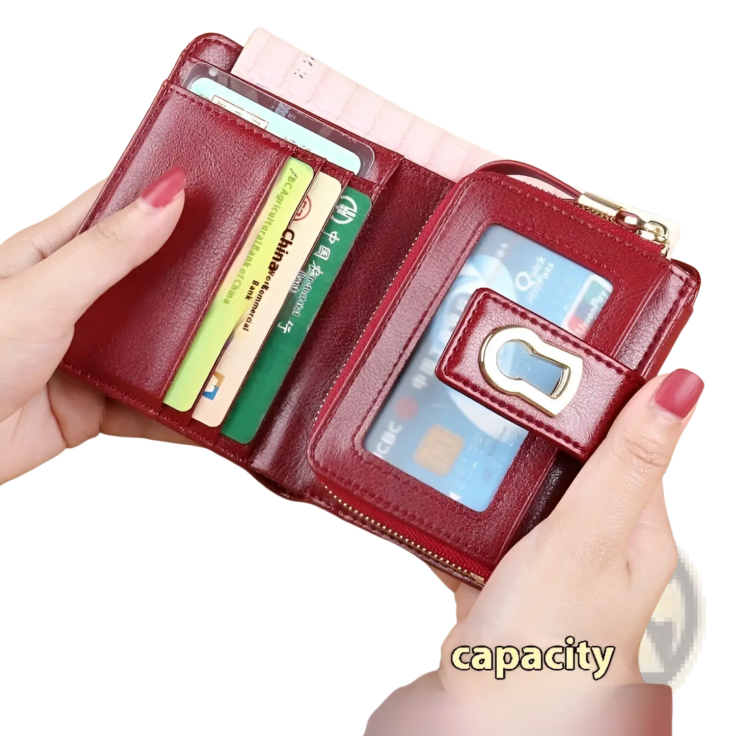 Women's Leather Rfid Large Capacity Buckle Wallet