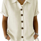 Women's Linen Blend Rolled Cuff Short Sleeve Shirt