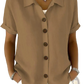 Women's Linen Blend Rolled Cuff Short Sleeve Shirt