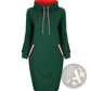 Women's Long Sleeve High Collar Hooded Midi Dress