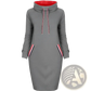 Women's Long Sleeve High Collar Hooded Midi Dress