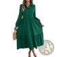 Women's Long Sleeve Tiered Button Down Midi Dress
