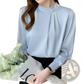 Women's Loose Satin Blouse with Pearl Button Accents
