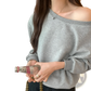 Women's Loose off Shoulder Ribbed Knit Sweater