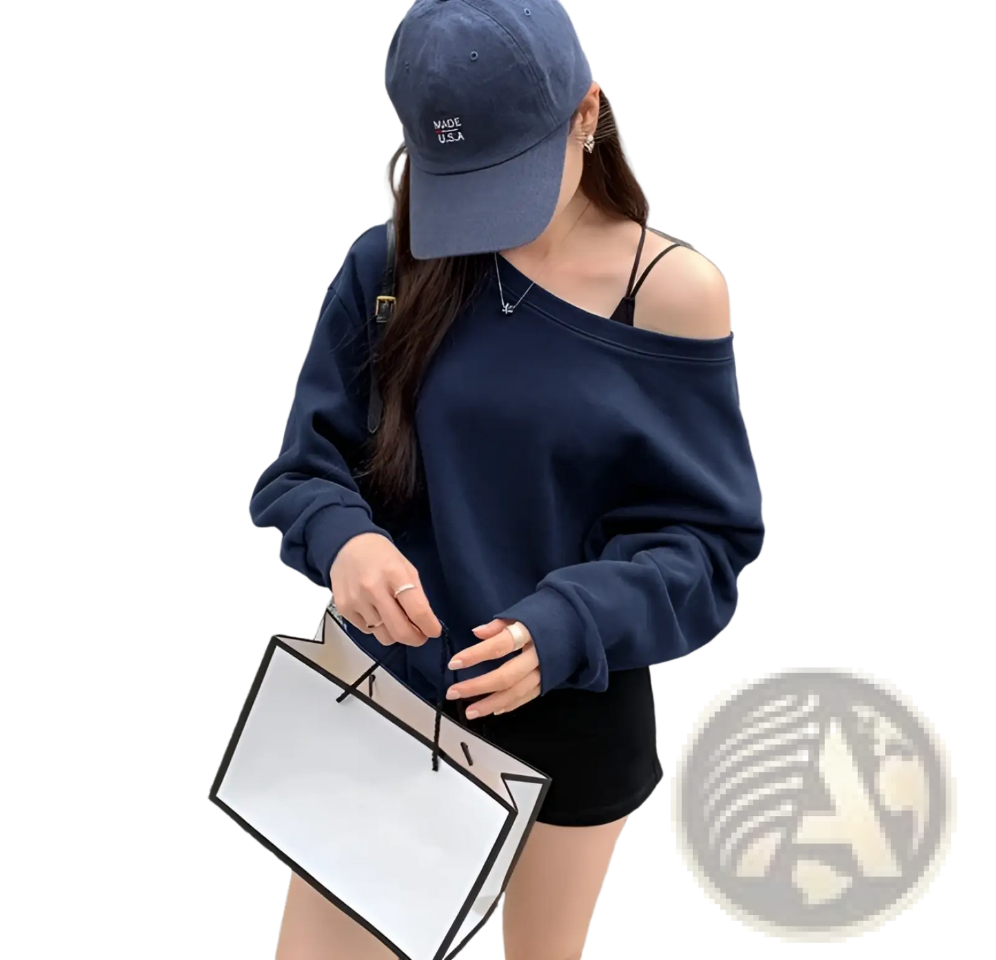 Women's Loose off Shoulder Ribbed Knit Sweater