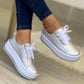 Women's Metallic Lace Up Platform Round Toe Casual Shoes