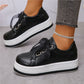 Women's Metallic Lace Up Platform Round Toe Casual Shoes