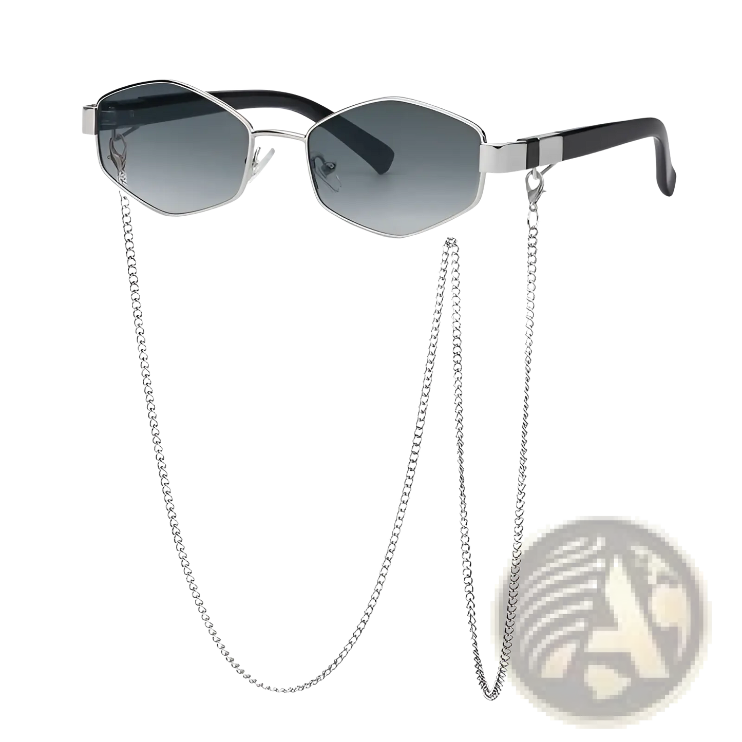 Women's Octagonal Chain Accent Gradient Sunglasses