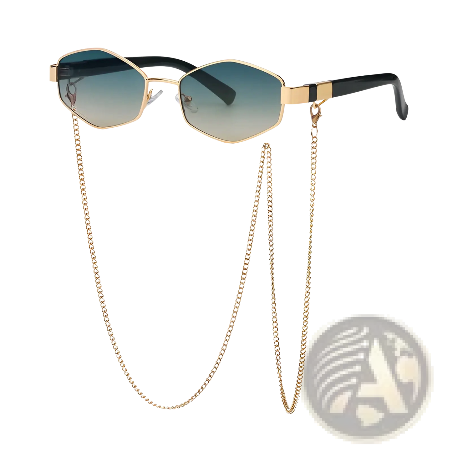 Women's Octagonal Chain Accent Gradient Sunglasses