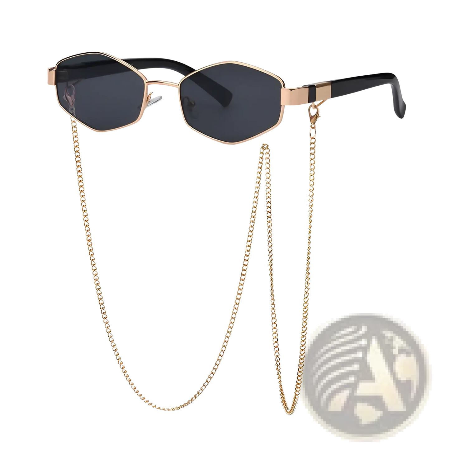 Women's Octagonal Chain Accent Gradient Sunglasses