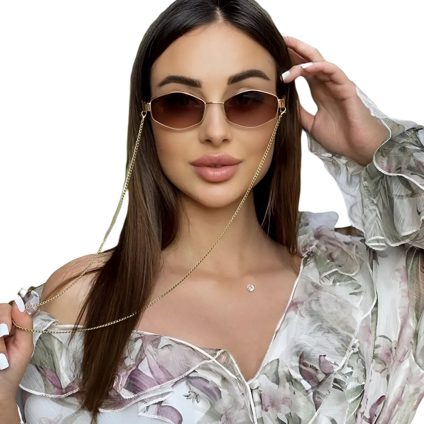 Women's Octagonal Chain Accent Gradient Sunglasses