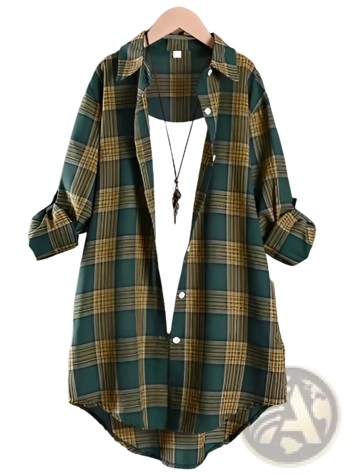 Women's Oversized Cotton Linen Plaid Button Up Shirt Jacket