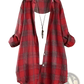 Women's Oversized Cotton Linen Plaid Button Up Shirt Jacket